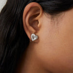 Engraved Love Heart Studs – Dual - Sided Shine - floysun