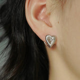 Engraved Love Heart Studs – Dual - Sided Shine - floysun