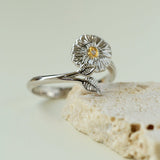 Engraved Sunflower Adjustable Ring - floysun