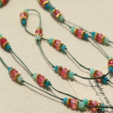 Ethereal Horizon Pink Tourmaline Wax Cord Necklace - floysun