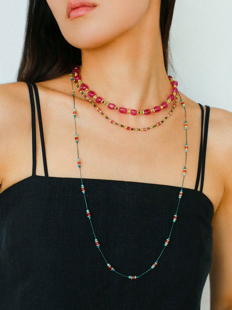 Ethereal Horizon Tourmaline Beaded Necklace - floysun