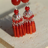 Ethnic Agate Tassel Earrings Traditional Meets Modern - floysun