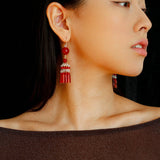 Ethnic Agate Tassel Earrings Traditional Meets Modern - floysun