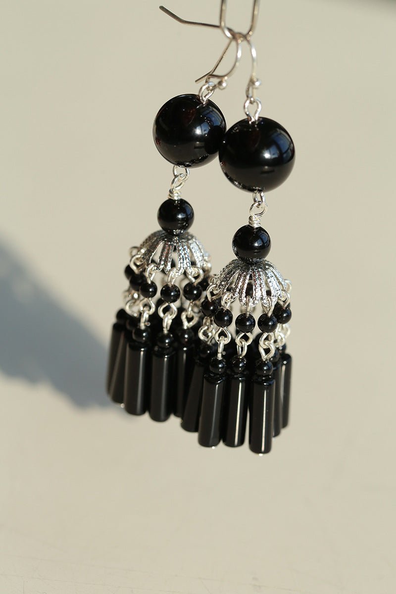Ethnic Agate Tassel Earrings Traditional Meets Modern - floysun