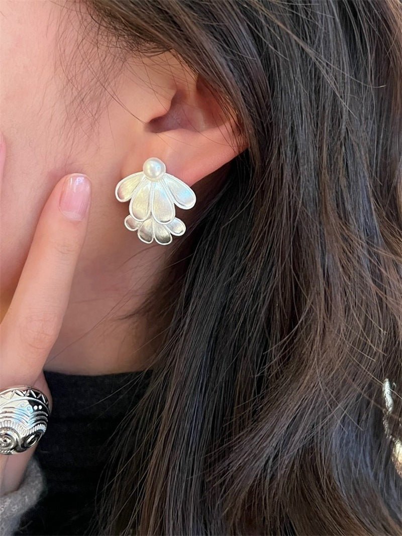 Ethnic Style Double Soma Flowers Pearl Earrings - floysun