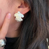 Ethnic Style Double Soma Flowers Pearl Earrings - floysun