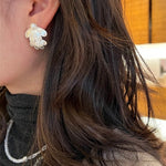 Ethnic Style Double Soma Flowers Pearl Earrings - floysun