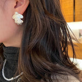 Ethnic Style Double Soma Flowers Pearl Earrings - floysun