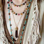 Exclusive Semi - Luxury Turquoise & Rainbow Tourmaline Long Necklace - floysun