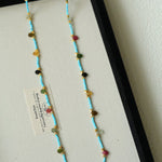 Exclusive Semi - Luxury Turquoise & Rainbow Tourmaline Long Necklace - floysun