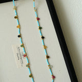 Exclusive Semi - Luxury Turquoise & Rainbow Tourmaline Long Necklace - floysun