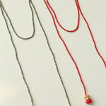 Extra - Long Mini Gemstone Bead Necklace with Lucky Charm Beads – Coral or Gold Ore Option - floysun