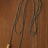 Extra - Long Mini Gemstone Bead Necklace with Lucky Charm Beads – Coral or Gold Ore Option - floysun
