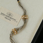 Faceted Golden Ore & Sparkling Stone Multi - Layer Bracelet with Pearls - floysun