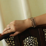 Faceted Golden Ore & Sparkling Stone Multi - Layer Bracelet with Pearls - floysun