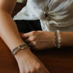 Faceted Golden Ore & Sparkling Stone Multi - Layer Bracelet with Pearls - floysun