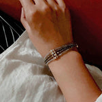 Faceted Golden Ore & Sparkling Stone Multi - Layer Bracelet with Pearls - floysun