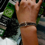 Faceted Golden Ore & Sparkling Stone Multi - Layer Bracelet with Pearls - floysun