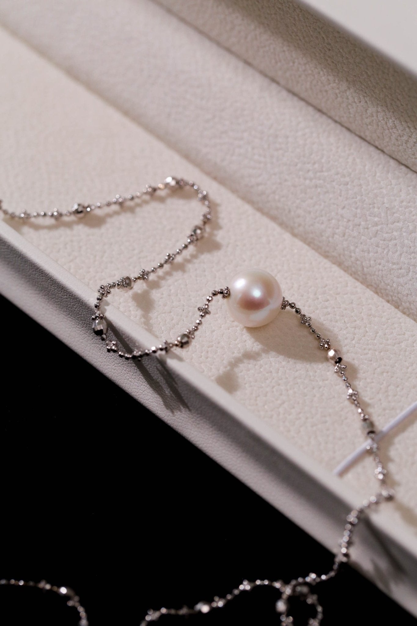 Fairy Link Necklace with 10 - 11mm Natural Freshwater Pearls — Platinum - Plated 925 Silver - floysun