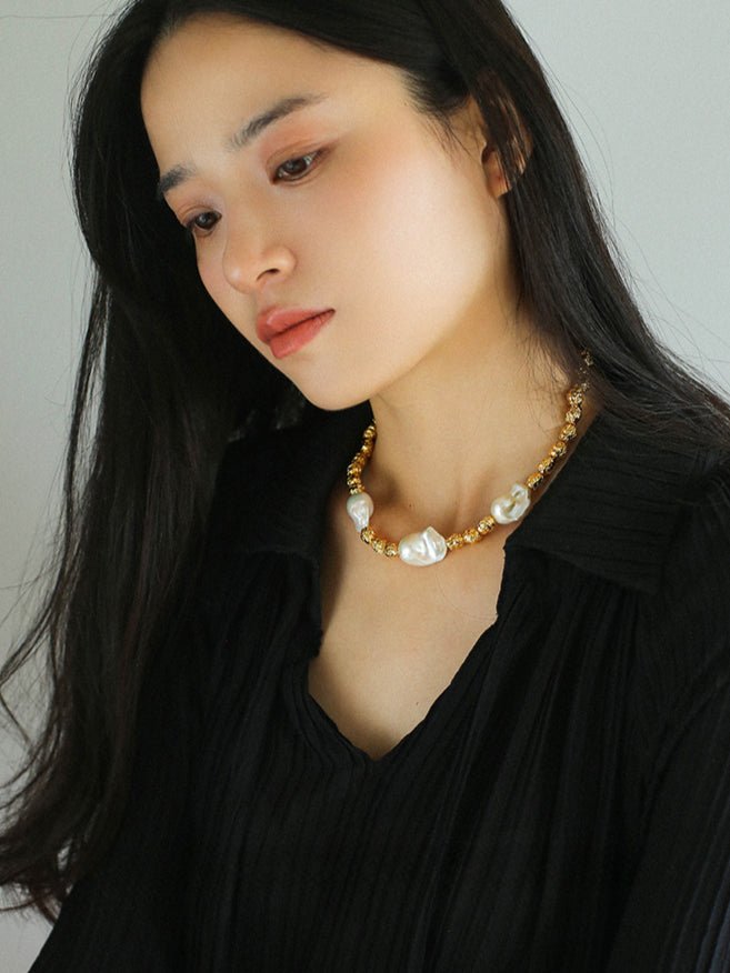 Fashionable Metallic Baroque Pearl Necklaces A Style - floysun