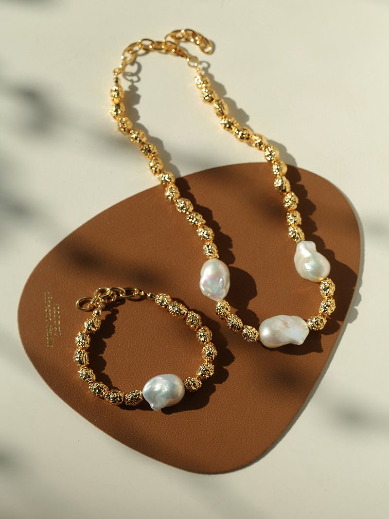 Fashionable Metallic Baroque Pearl Necklaces A Style - floysun