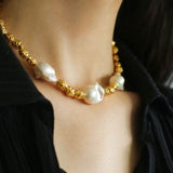 Fashionable Metallic Baroque Pearl Necklaces A Style - floysun