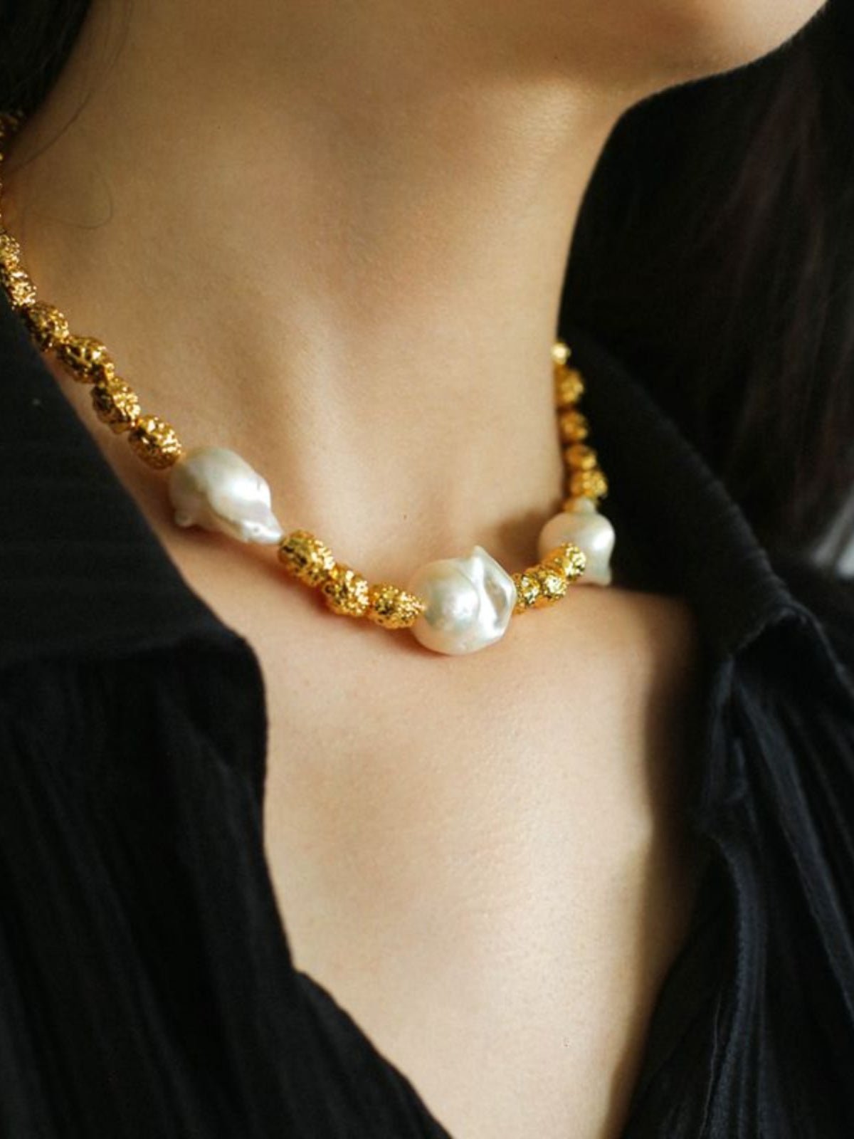 Fashionable Metallic Baroque Pearl Necklaces A Style - floysun
