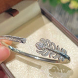 Feather Sparkle Open Cuff Bracelet - floysun