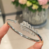 Feather Sparkle Open Cuff Bracelet - floysun
