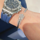 Feather Sparkle Open Cuff Bracelet - floysun