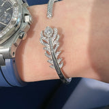 Feather Sparkle Open Cuff Bracelet - floysun