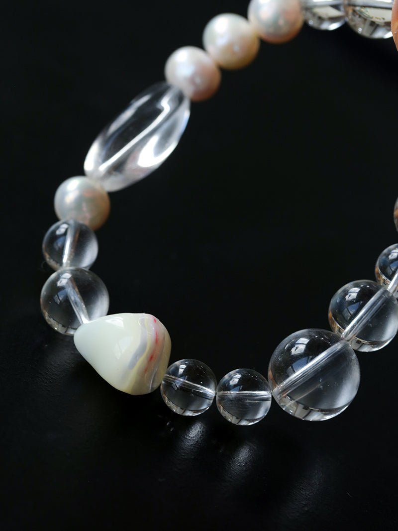 Floating Light White Crystal Shell & Freshwater Pearl Bracelet - floysun