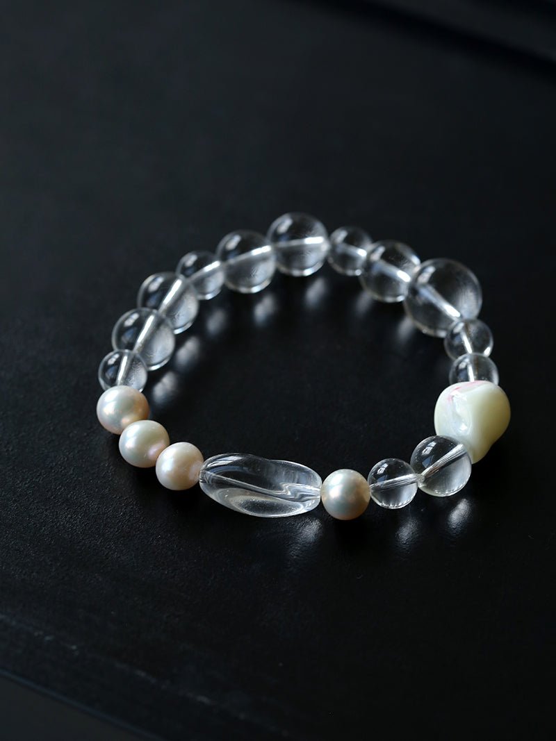 Floating Light White Crystal Shell & Freshwater Pearl Bracelet - floysun