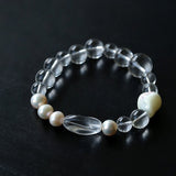 Floating Light White Crystal Shell & Freshwater Pearl Bracelet - floysun