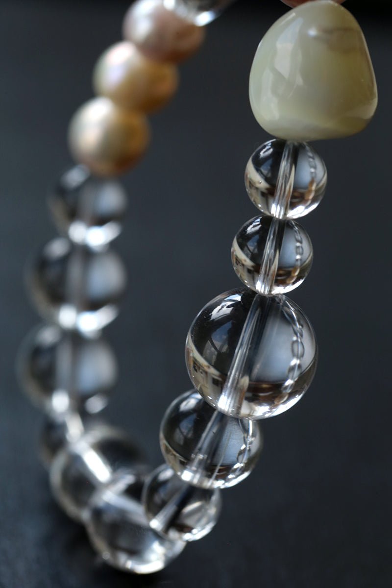 Floating Light White Crystal Shell & Freshwater Pearl Bracelet - floysun