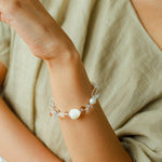 Floating Light White Crystal Shell & Freshwater Pearl Bracelet - floysun