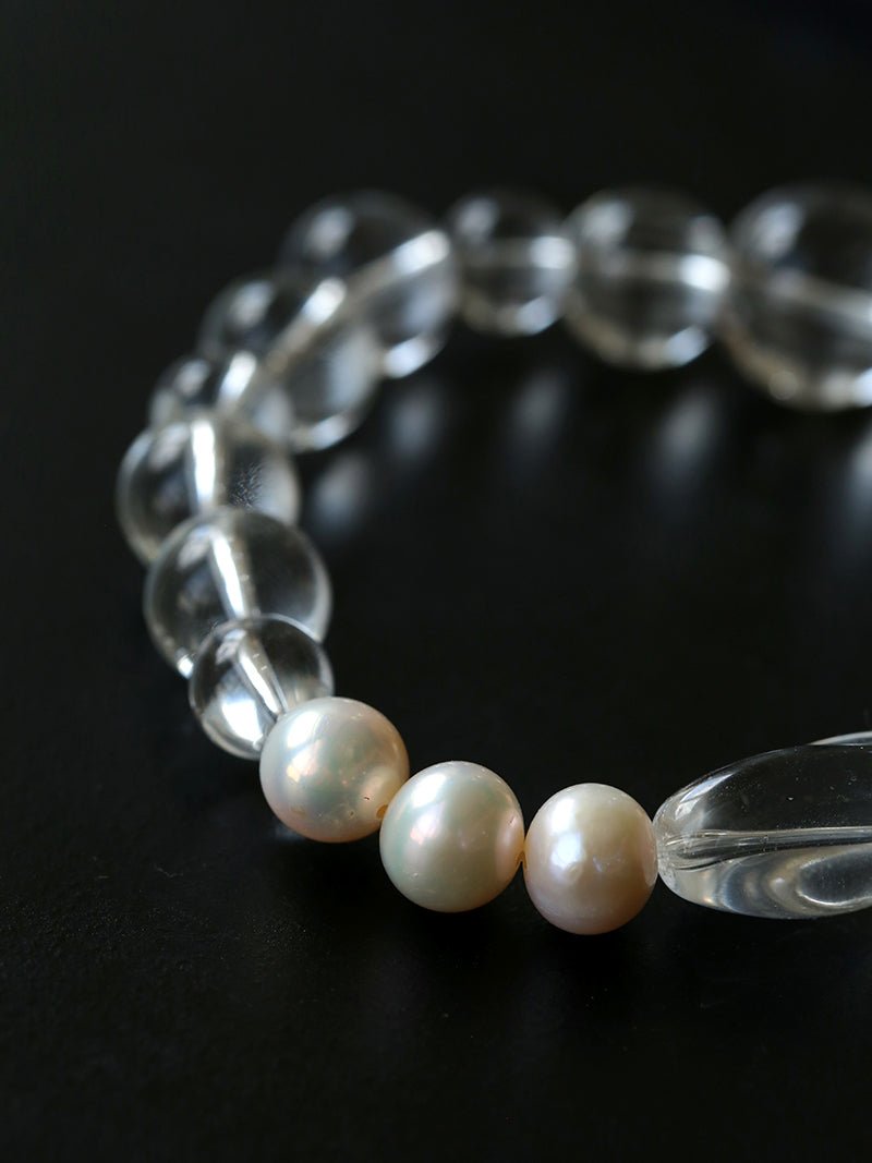 Floating Light White Crystal Shell & Freshwater Pearl Bracelet - floysun