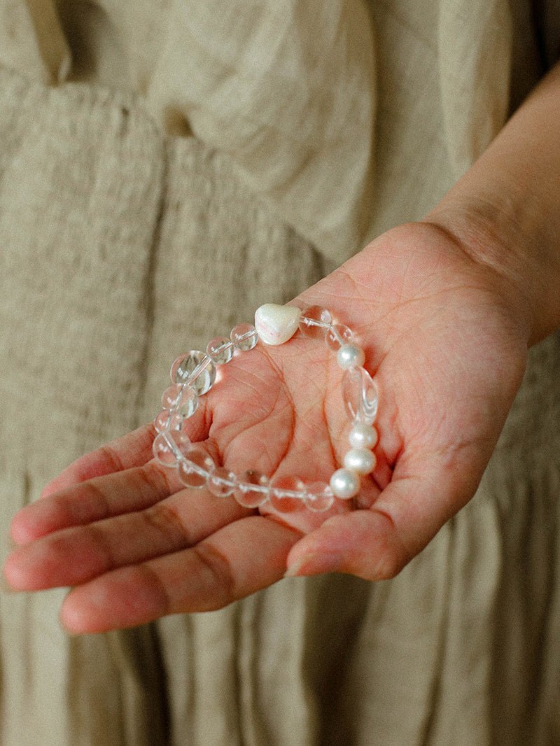 Floating Light White Crystal Shell & Freshwater Pearl Bracelet - floysun