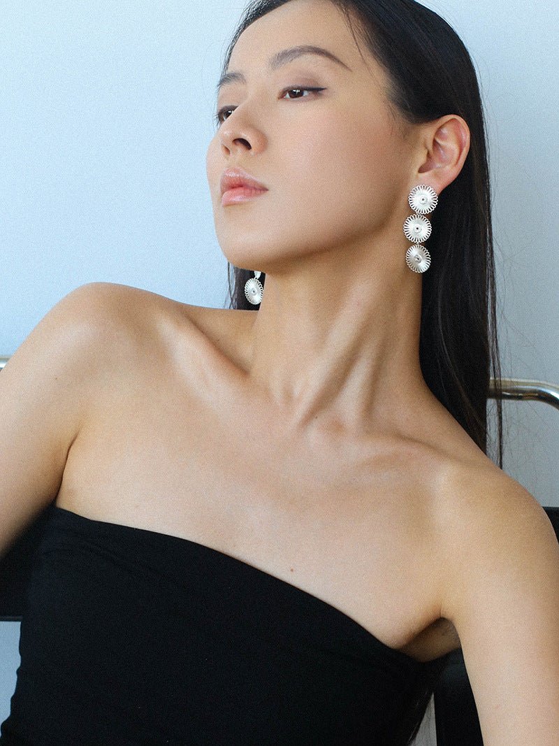 Flora Solaris Whisper Earrings – Triple Bloom Edition - floysun