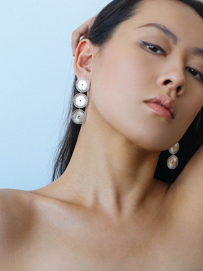 Flora Solaris Whisper Earrings – Triple Bloom Edition - floysun