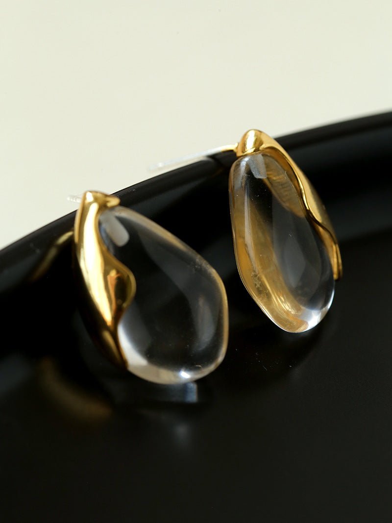 Flowing Glacier White Crystal Stud Earrings - floysun
