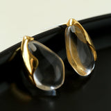 Flowing Glacier White Crystal Stud Earrings - floysun
