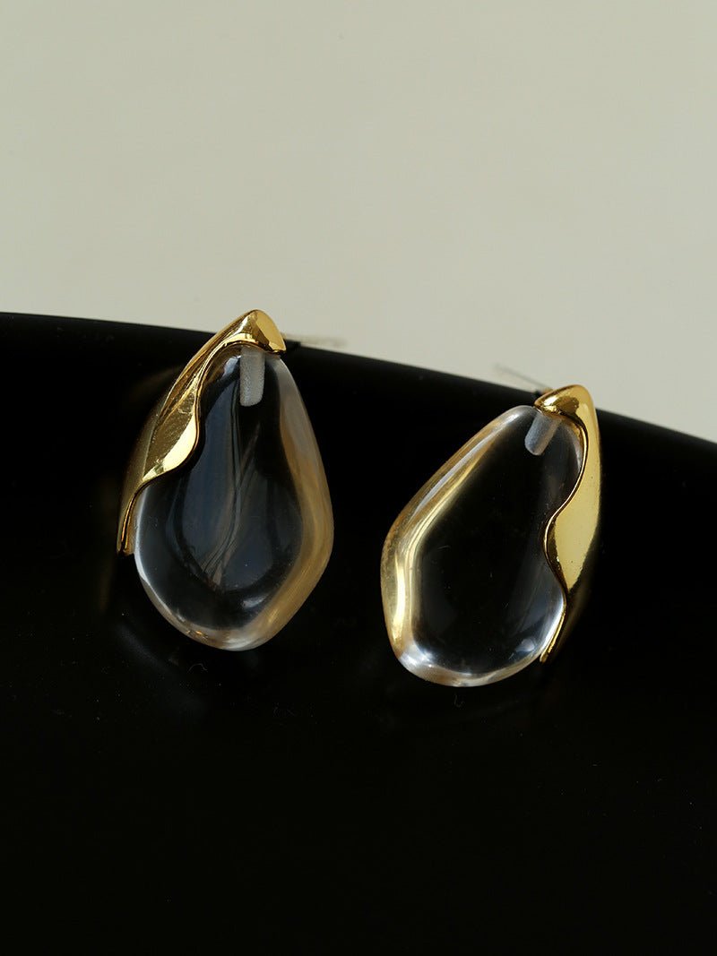 Flowing Glacier White Crystal Stud Earrings - floysun
