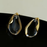 Flowing Glacier White Crystal Stud Earrings - floysun