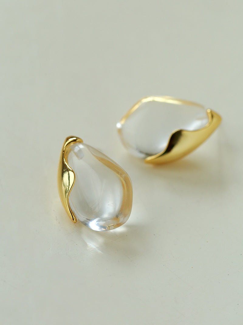 Flowing Glacier White Crystal Stud Earrings - floysun