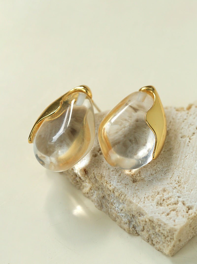 Flowing Glacier White Crystal Stud Earrings - floysun