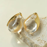 Flowing Glacier White Crystal Stud Earrings - floysun