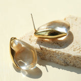 Flowing Glacier White Crystal Stud Earrings - floysun