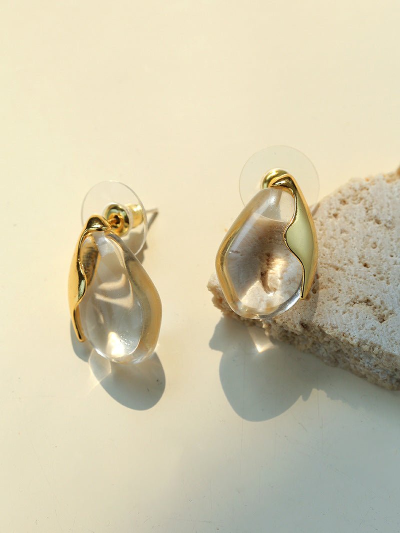 Flowing Glacier White Crystal Stud Earrings - floysun