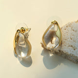 Flowing Glacier White Crystal Stud Earrings - floysun